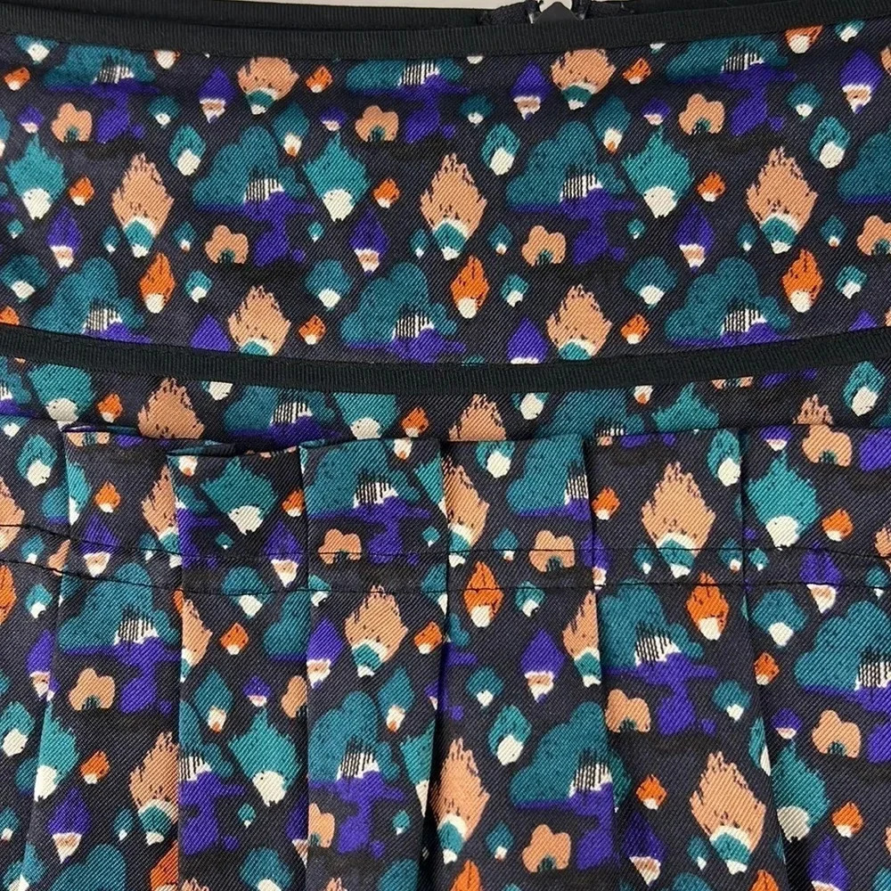 See By Chloe Silk Patterned A-Line Skirt Front Pleats/Pocket Size 8 Back Zipper - Picture 6 of 14